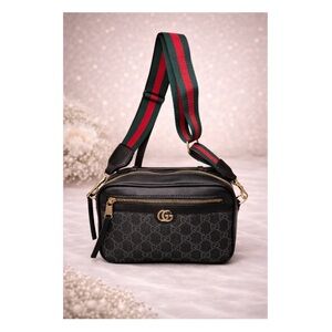 GG Crossbody Bag with Red and Green Strap